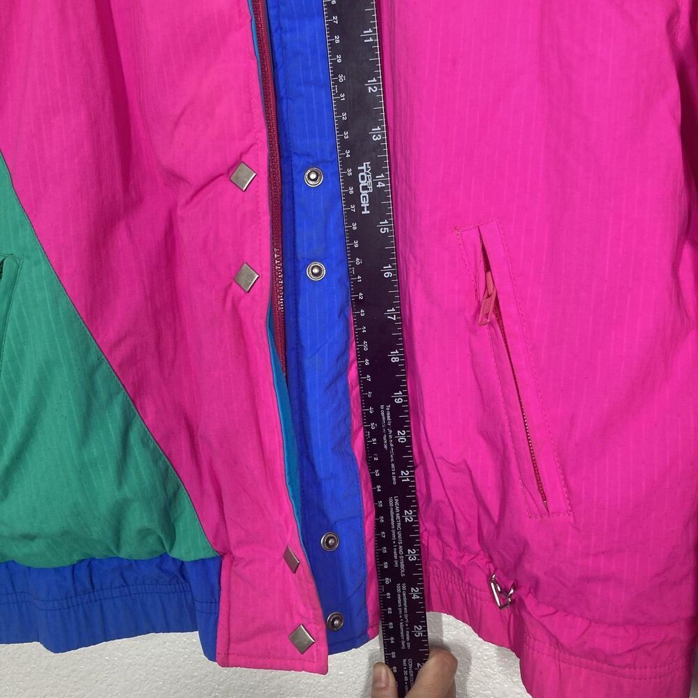 VINTAGE Sport Obermeyer Jacket Womens 8 Pink Colorblock Diamond Ski Puffer 90s - Picture 10 of 16